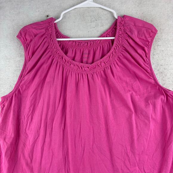 Preswick & Moore Sleeveless Blouse Women's 2X Bubblegum Pink 100% Cotton Stretch - Picture 4 of 8